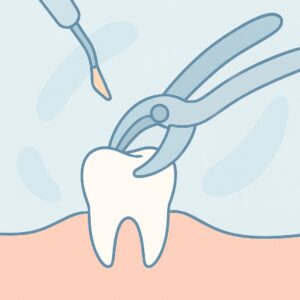 Illustration of a gentle tooth extraction with dentalIllustration of a gentle tooth extraction with dental tools emphasizing comfort tools emphasizing comfort