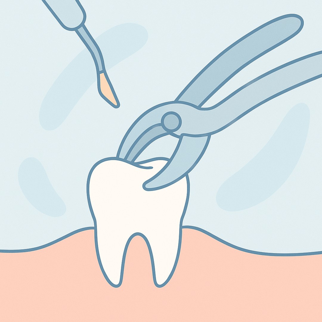 Illustration of a gentle tooth extraction with dentalIllustration of a gentle tooth extraction with dental tools emphasizing comfort tools emphasizing comfort